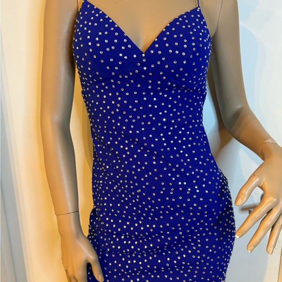 B. Darlin Blue Rhinestone Mini Dress • Strappy Back • Size S - Picture 4 of 11